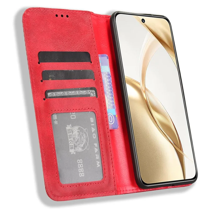 For Honor 200 5G Case Magnetic Closing Leather Phone Wallet Cover - Red