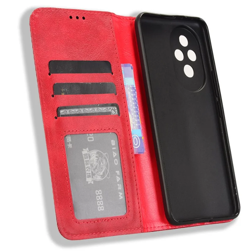 For Honor 200 5G Case Magnetic Closing Leather Phone Wallet Cover - Red