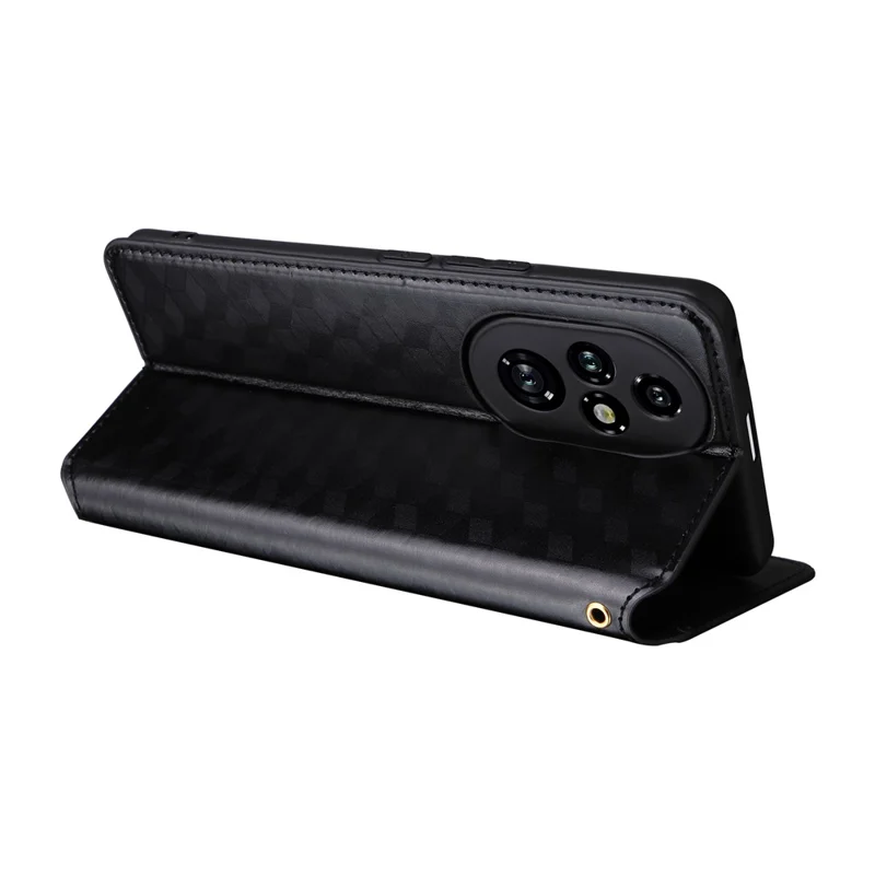 For Honor 200 Pro 5G Case Rhombus Imprint Anti-Scratch Leather Phone Cover - Black