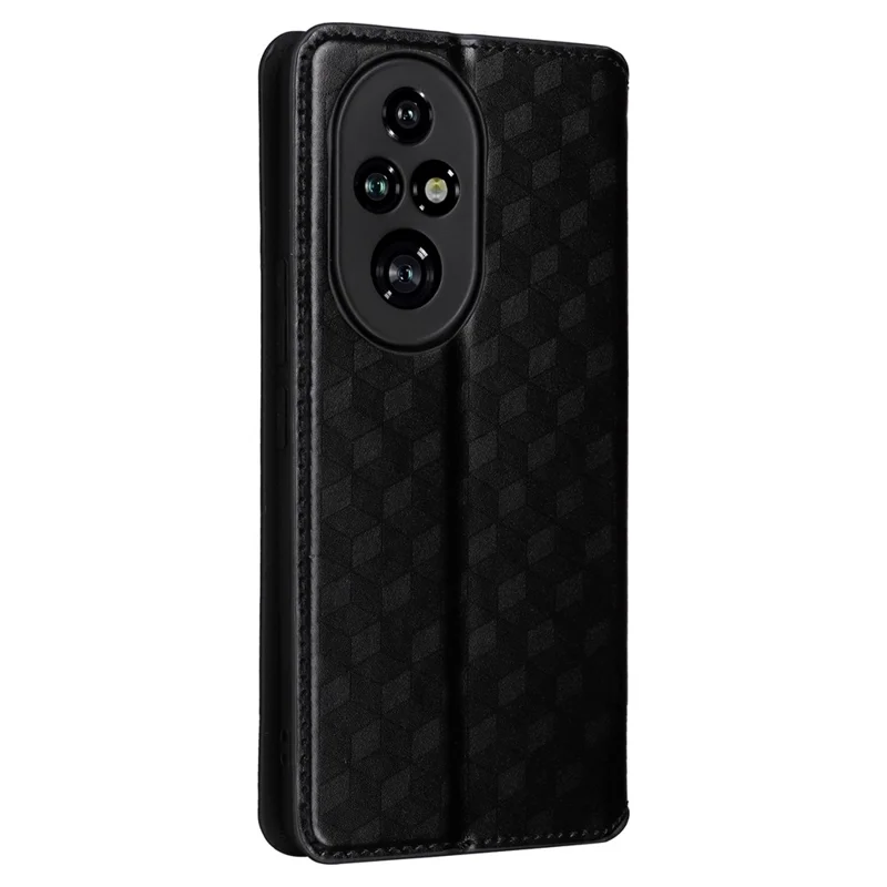 For Honor 200 Pro 5G Case Rhombus Imprint Anti-Scratch Leather Phone Cover - Black