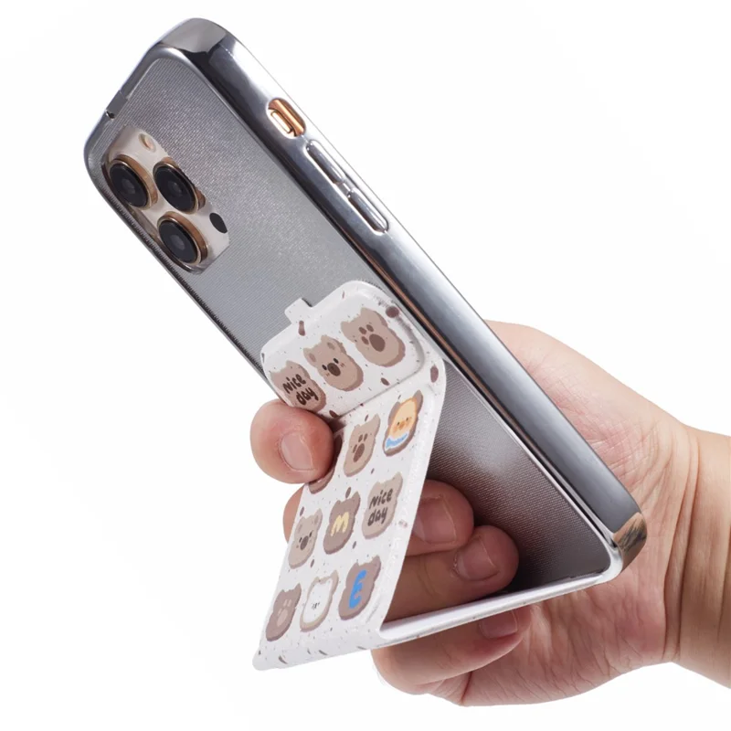 For iPhone 13 Pro Max Case Cartoon Animal Leather+TPU Kickstand Protective Cover - Biscuit Bear