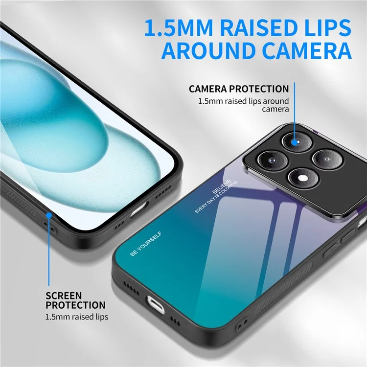 Для Xiaomi Poco F6 Pro 5G / Redmi K70 5G / K70 Pro Чехол Защитное стекло Телефонная обложка Градиентный цвет - Золото / Розовый