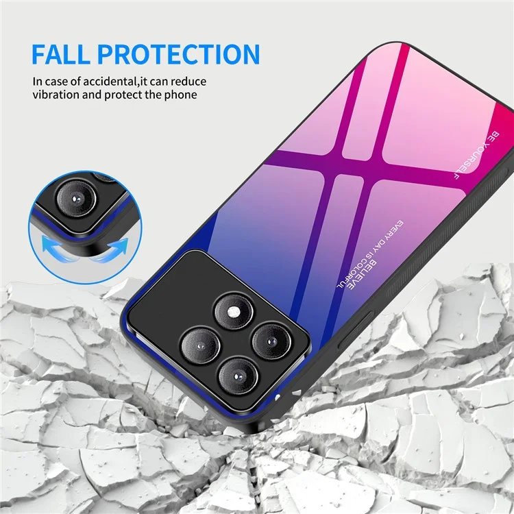 Для Xiaomi Poco F6 Pro 5G / Redmi K70 5G / K70 Pro Чехол Защитное стекло Телефонная обложка Градиентный цвет - Золото / Розовый