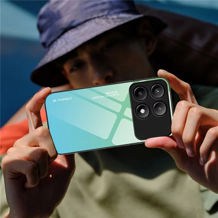 Для Xiaomi Poco F6 Pro 5G / Redmi K70 5G / K70 Pro Чехол Защитное стекло Телефонная обложка Градиентный цвет - Золото / Розовый