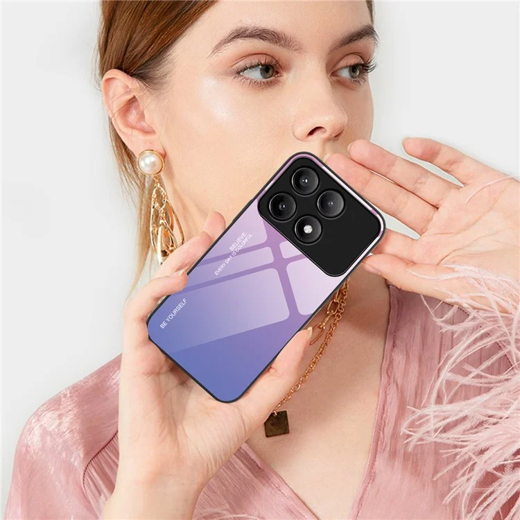 Для Xiaomi Poco F6 Pro 5G / Redmi K70 5G / K70 Pro Чехол Защитное стекло Телефонная обложка Градиентный цвет - Золото / Розовый