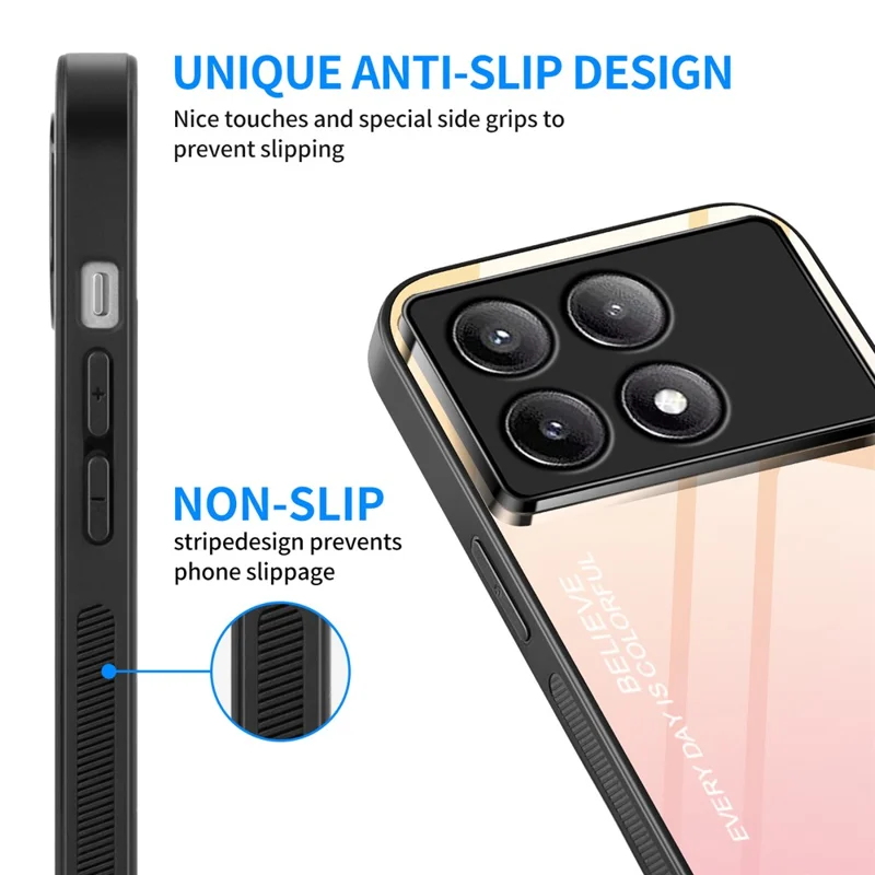 Pour Xiaomi Poco F6 Pro 5G / Redmi K70 5G / K70 Pro Étui en Verre Trempé Couvercle de Téléphone Couleur Dégradée - Rose / Violet