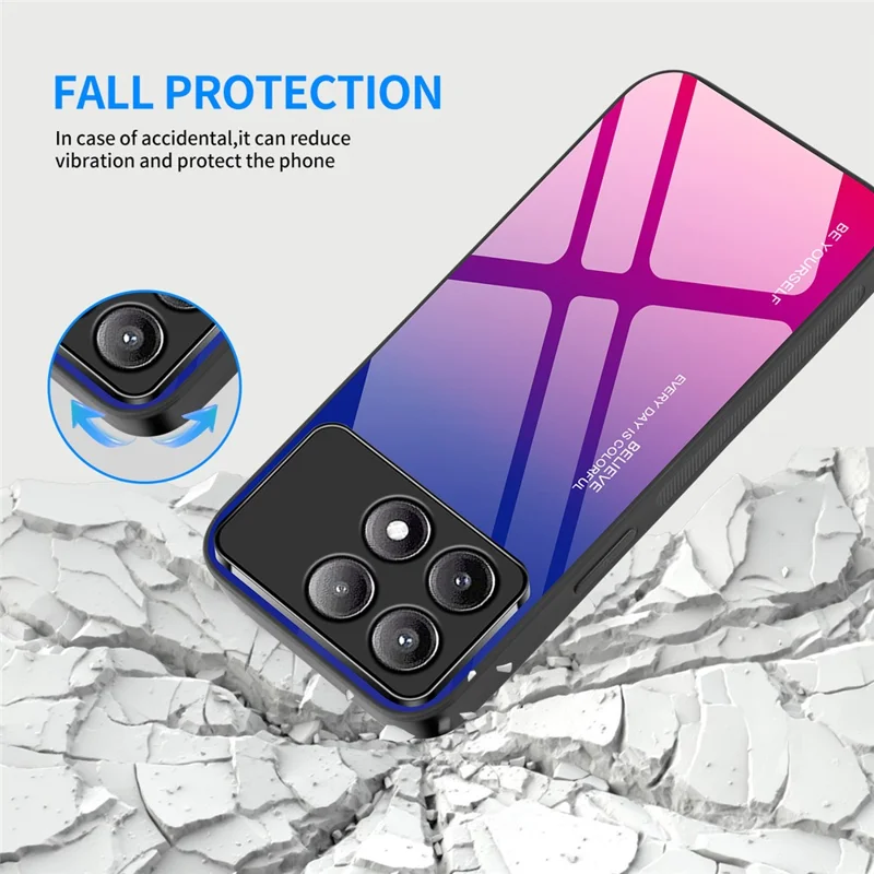 Для Xiaomi Poco F6 Pro 5G / Redmi K70 5G / K70 Pro Чехол Закаленное стекло Чехол для телефона Градиентный цвет - Синий / Черный