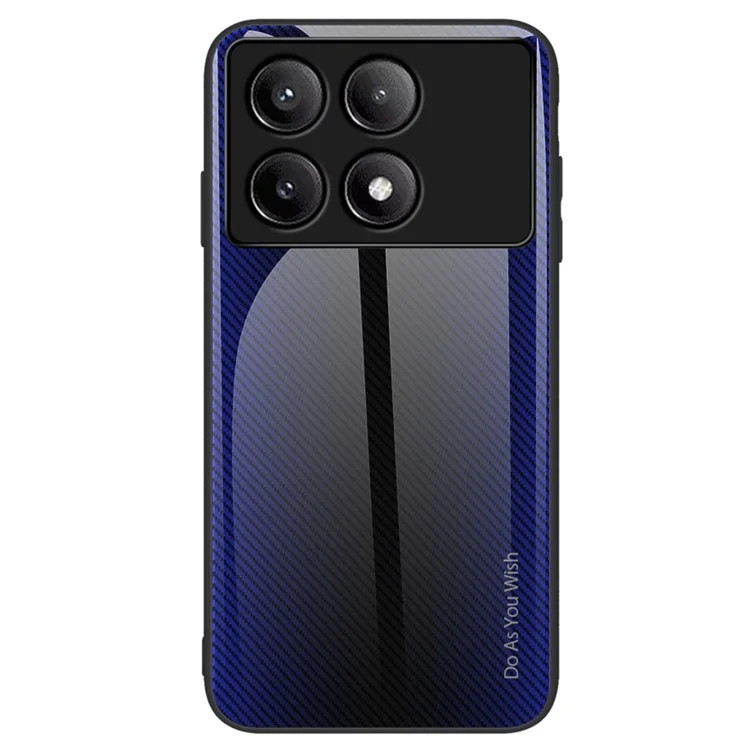Для Xiaomi Poco F6 Pro 5G / Redmi K70 Pro 5G / K70 5G TPU+Закаленное стекло Чехол для телефона с текстурой углеродного волокна, Мобильный чехол - Темно-синий