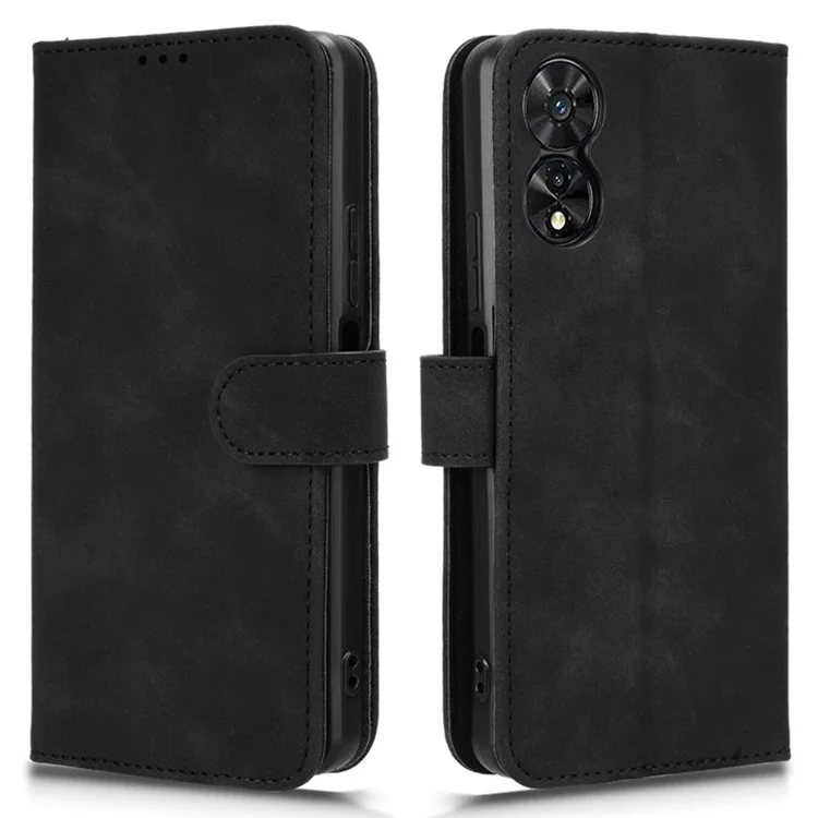 Per TCL 505 Cell Phone Case Skin-Feel Leather Phone Stand Cover Wallet Stand Phone Shell - Nero