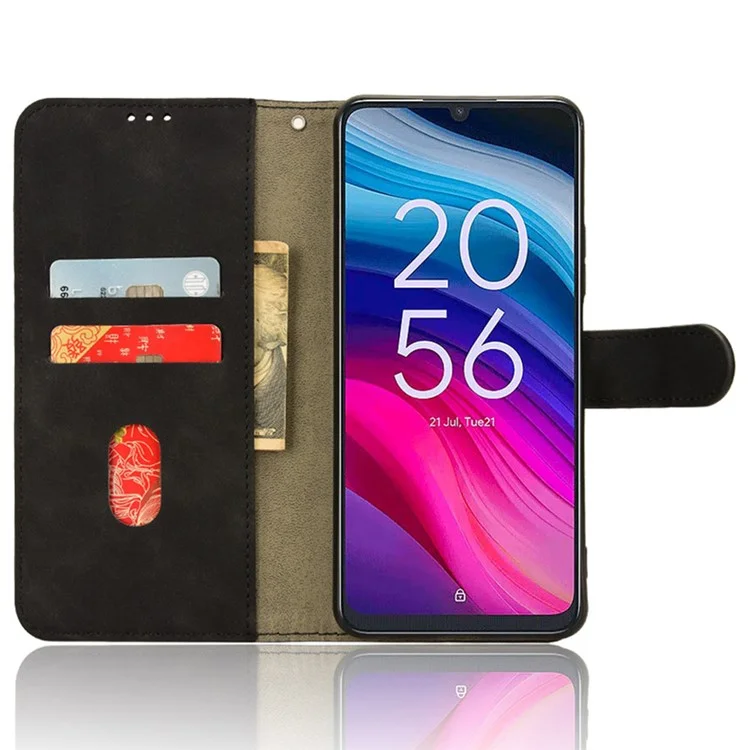 Per TCL 505 Cell Phone Case Skin-Feel Leather Phone Stand Cover Wallet Stand Phone Shell - Nero