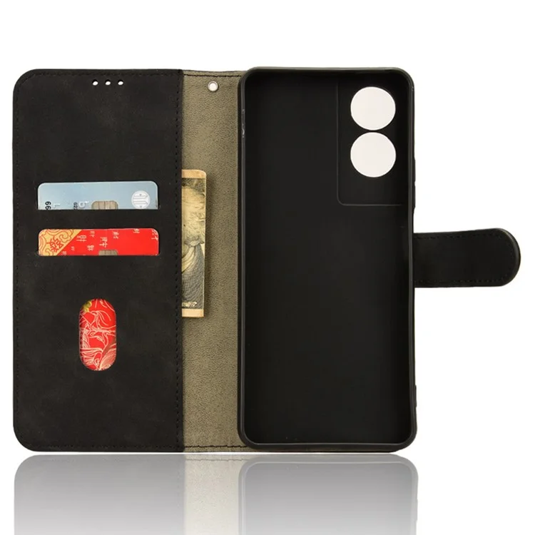 Per TCL 505 Cell Phone Case Skin-Feel Leather Phone Stand Cover Wallet Stand Phone Shell - Nero