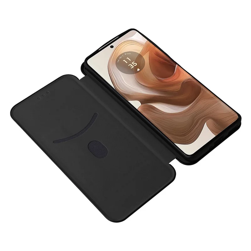 Pour Motorola Edge 50 Ultra 5G / Moto X50 Ultra 5G Étui de téléphone portable Fentes pour cartes Texture en fibre de carbone Couvercle de téléphone en cuir avec support - Noir