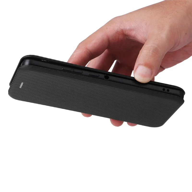 Pour Motorola Edge 50 Ultra 5G / Moto X50 Ultra 5G Étui de téléphone portable Fentes pour cartes Texture en fibre de carbone Couvercle de téléphone en cuir avec support - Noir