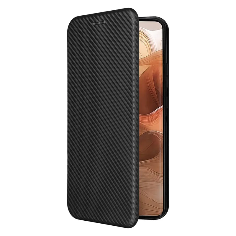 Pour Motorola Edge 50 Ultra 5G / Moto X50 Ultra 5G Étui de téléphone portable Fentes pour cartes Texture en fibre de carbone Couvercle de téléphone en cuir avec support - Noir