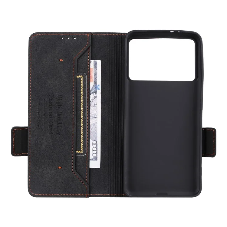 Para Xiaomi Poco F6 Pro 5G / Redmi K70 5G / K70 Pro 5G Case Folio Design Capa de Telefone em Couro Hardware Decor - Preto