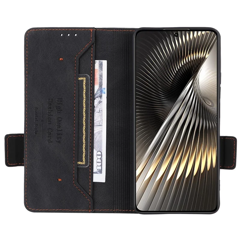 Para Xiaomi Poco F6 5G / Redmi Turbo 3 5G Funda de Teléfono de Cuero Cubierta de Hardware Cartera de Libro Abatible - Negro