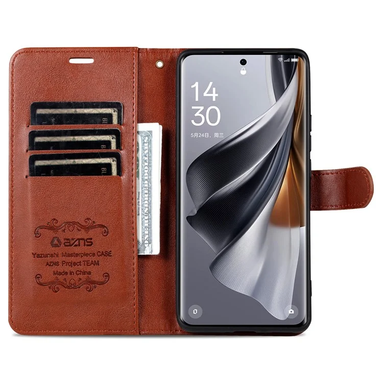 AZNS For Honor 200 5G Case Folding Design Textured PU Leather Wallet Phone Stand Cover - Brown