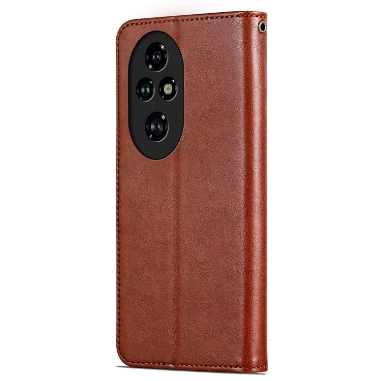 AZNS For Honor 200 5G Case Folding Design Textured PU Leather Wallet Phone Stand Cover - Brown