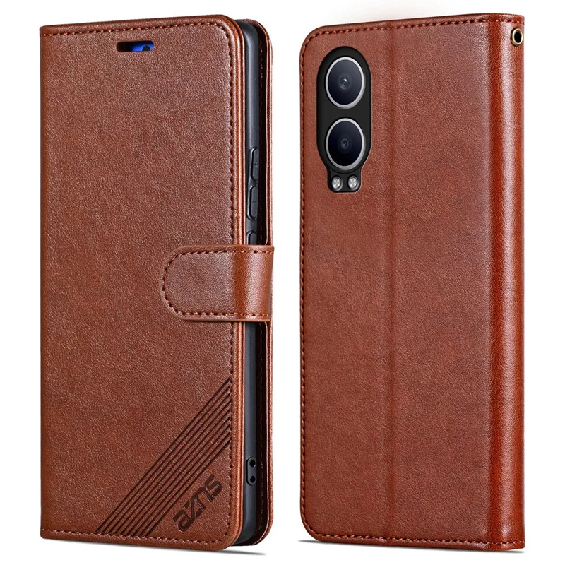 AZNS For OnePlus Nord CE4 Lite 5G / Oppo K12x 5G (China) PU Leather Phone Case Folding Stand Wallet Phone Cover - Brown