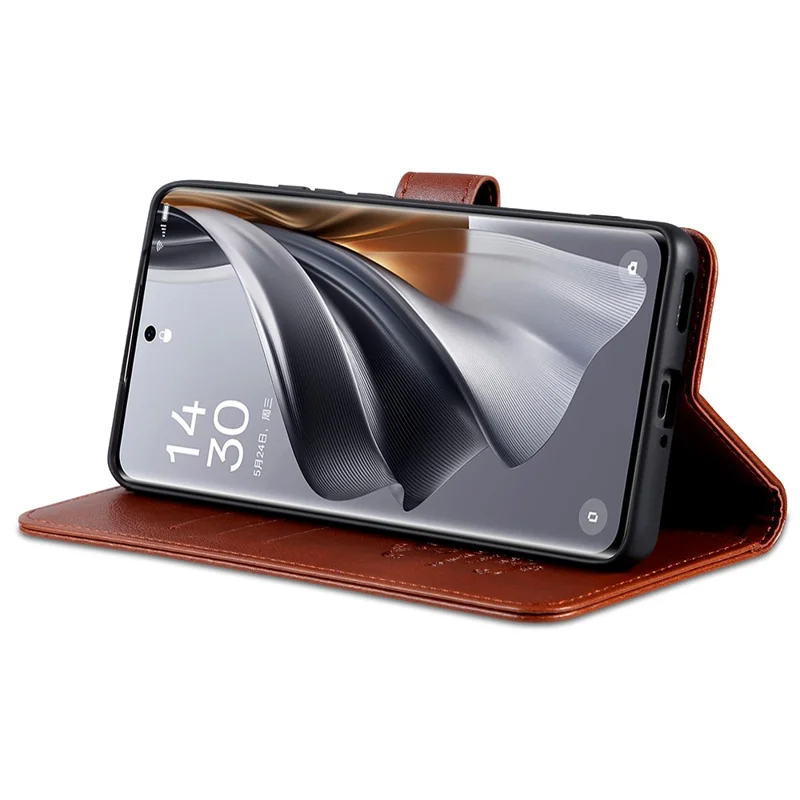 AZNS For OnePlus Nord CE4 Lite 5G / Oppo K12x 5G (China) PU Leather Phone Case Folding Stand Wallet Phone Cover - Brown