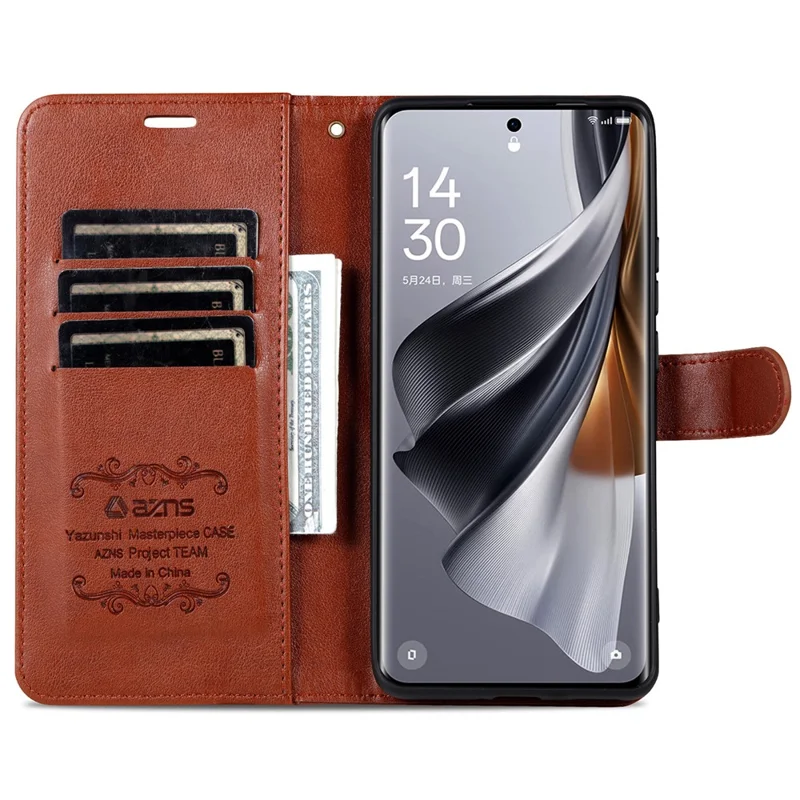 AZNS For OnePlus Nord CE4 Lite 5G / Oppo K12x 5G (China) PU Leather Phone Case Folding Stand Wallet Phone Cover - Brown