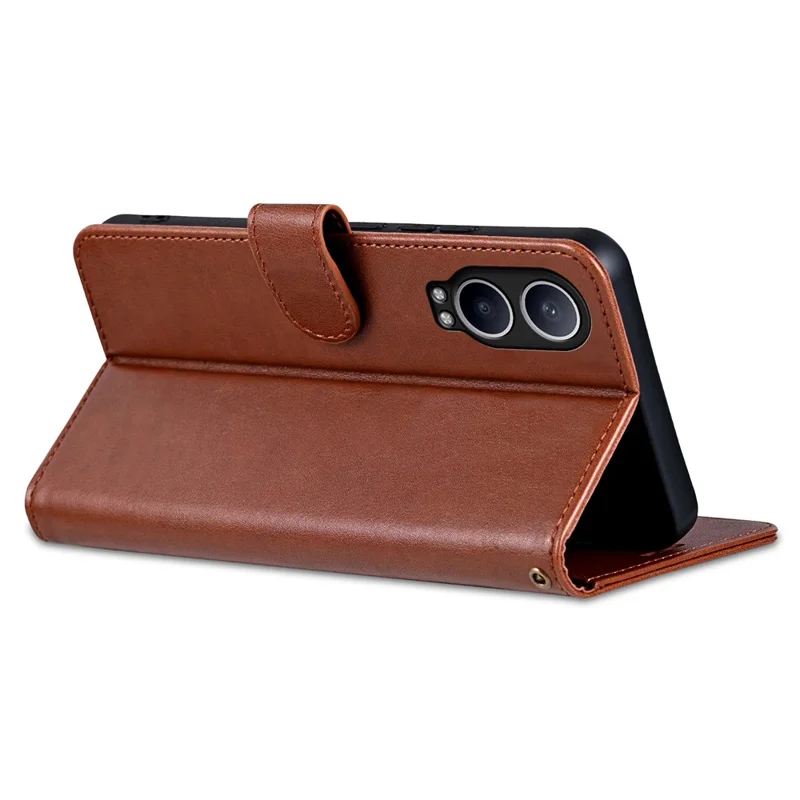 AZNS For OnePlus Nord CE4 Lite 5G / Oppo K12x 5G (China) PU Leather Phone Case Folding Stand Wallet Phone Cover - Brown