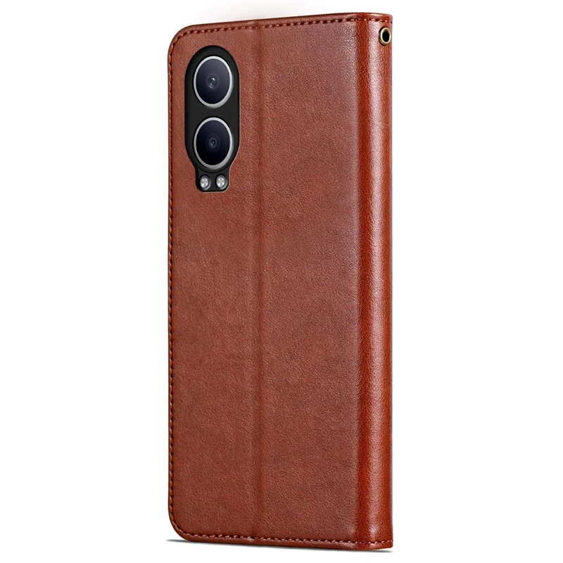 AZNS For OnePlus Nord CE4 Lite 5G / Oppo K12x 5G (China) PU Leather Phone Case Folding Stand Wallet Phone Cover - Brown