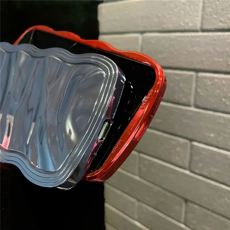 For iPhone 14 Pro Max Cover Detachable 2-in-1 Wave Texture Electroplating PC+TPU Phone Case - Rose Gold