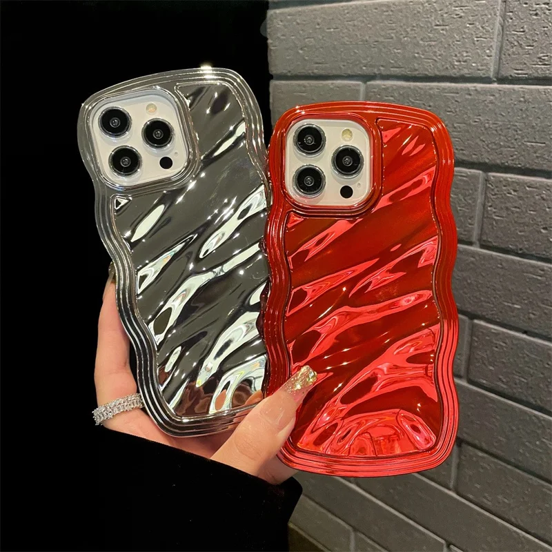 For iPhone 14 Pro Max Cover Detachable 2-in-1 Wave Texture Electroplating PC+TPU Phone Case - Rose Gold