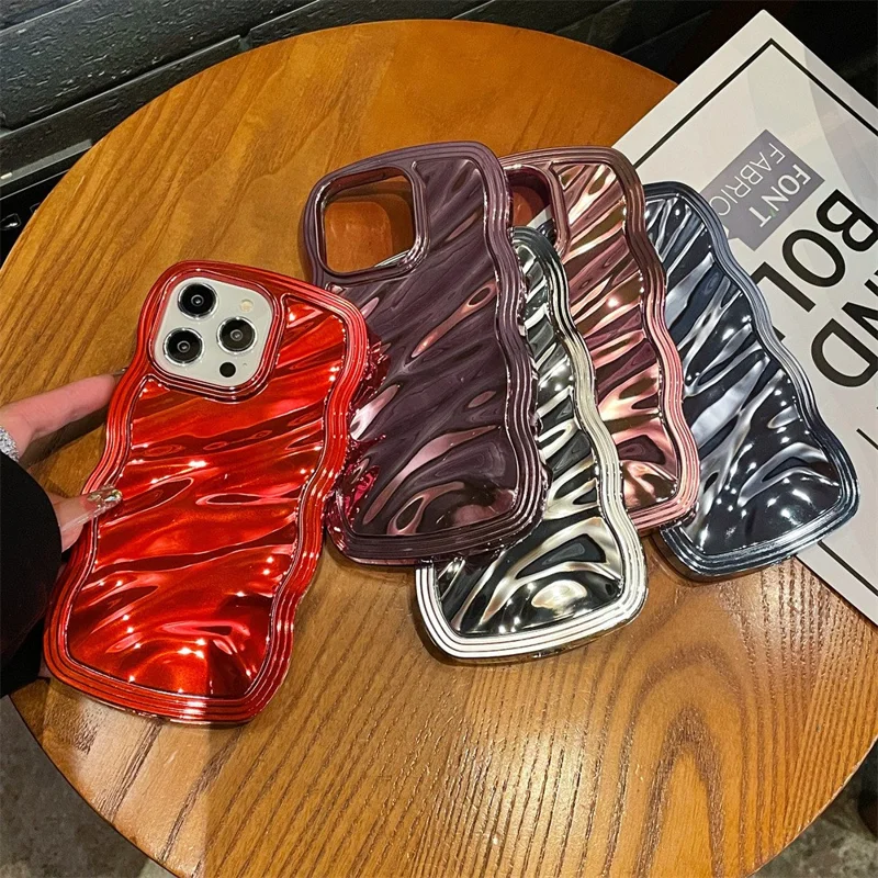 For iPhone 14 Pro Max Cover Detachable 2-in-1 Wave Texture Electroplating PC+TPU Phone Case - Rose Gold