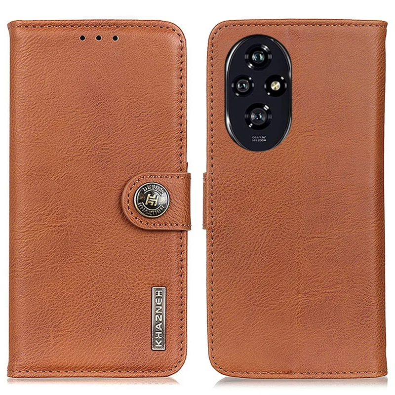 KHAZNEH For Honor 200 Pro 5G Case Cowhide Texture PU Leather Wallet Phone Cover - Brun