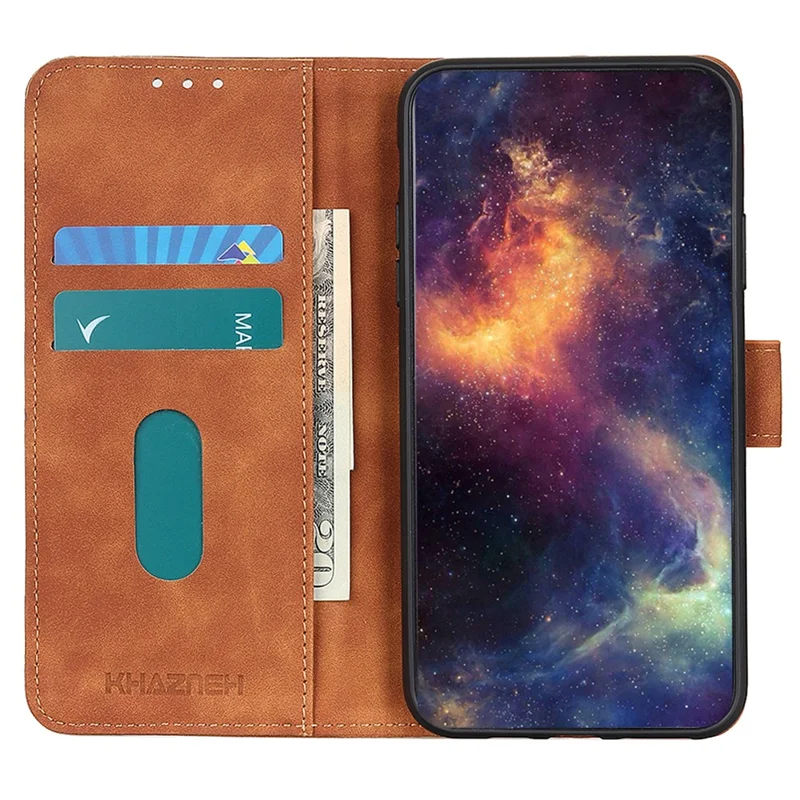KHAZNEH For Honor 200 Lite Case Retro Leather Stand Wallet Anti-Drop Phone Cover - Brown