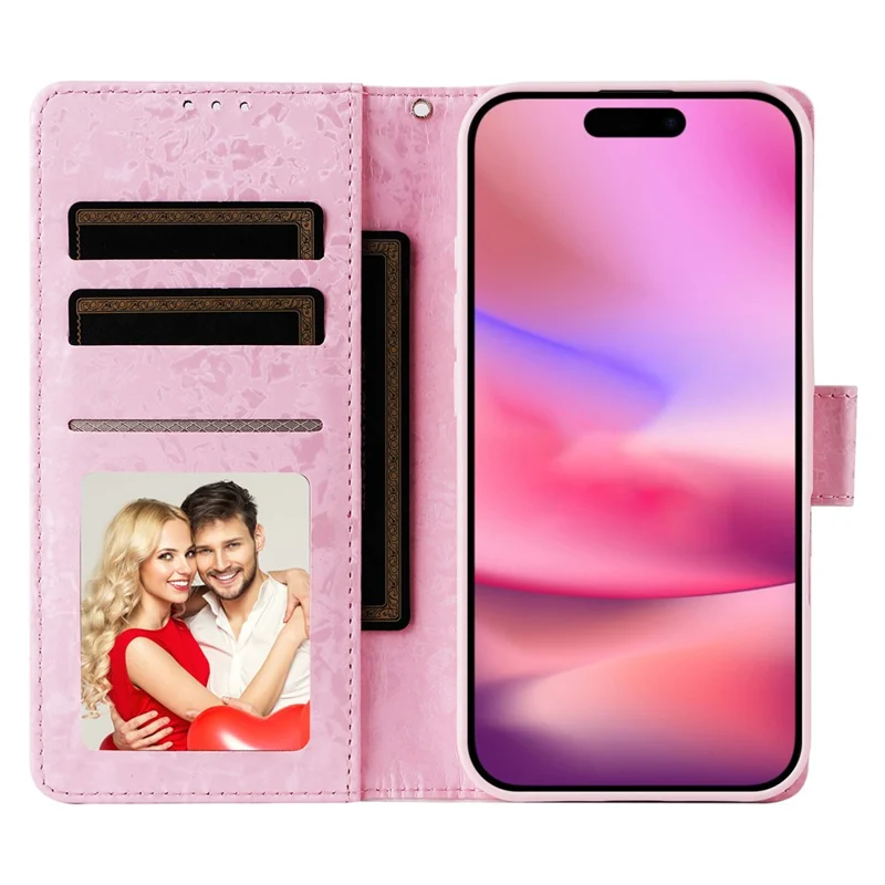 Capa para iPhone 16 RFID Blocking Wallet Lacquered Design Mobile Phone Cover - Small Flower
