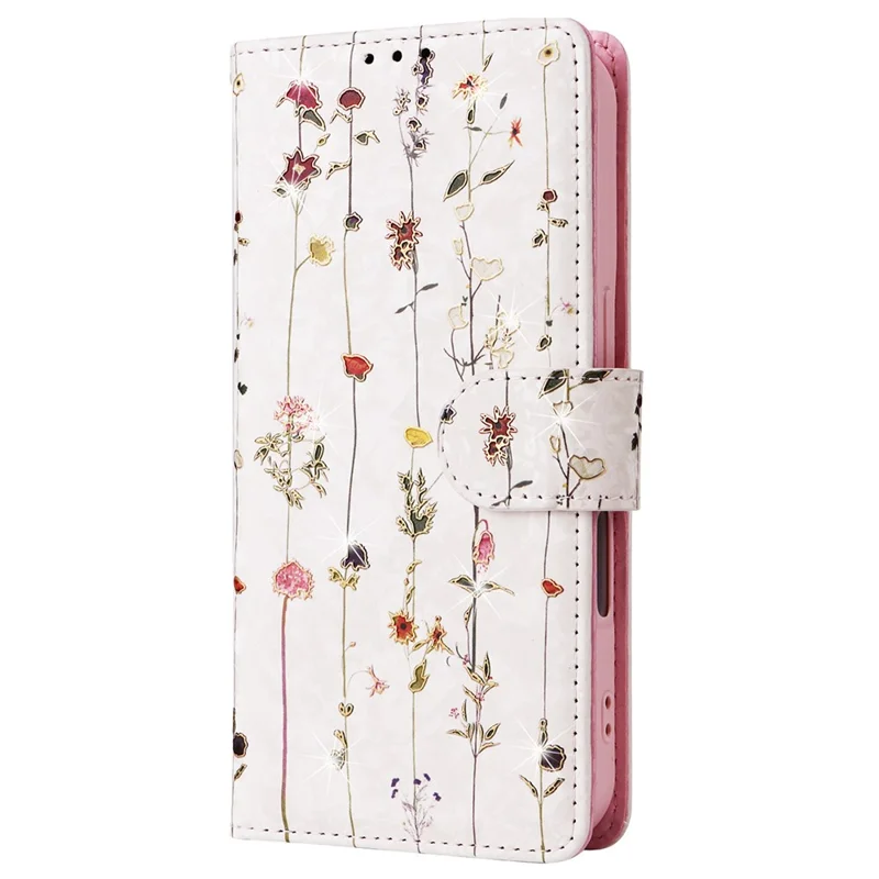 Capa para iPhone 16 RFID Blocking Wallet Lacquered Design Mobile Phone Cover - Small Flower
