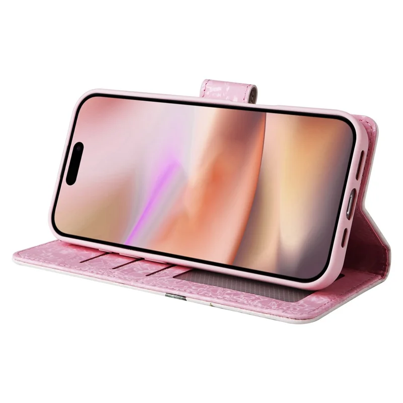 Til iPhone 16 Plus Etui med Lakeret RFID-blokerende Wallet Stødfast PU-læder Telefonbeskyttelse - Blomst