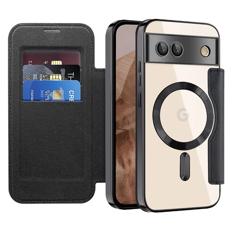 Для Google Pixel 8a Case с поддержкой MagSafe, с держателем для карт и защитой от RFID - черный
