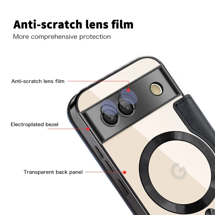 Для Google Pixel 8a Case с поддержкой MagSafe, с держателем для карт и защитой от RFID - черный