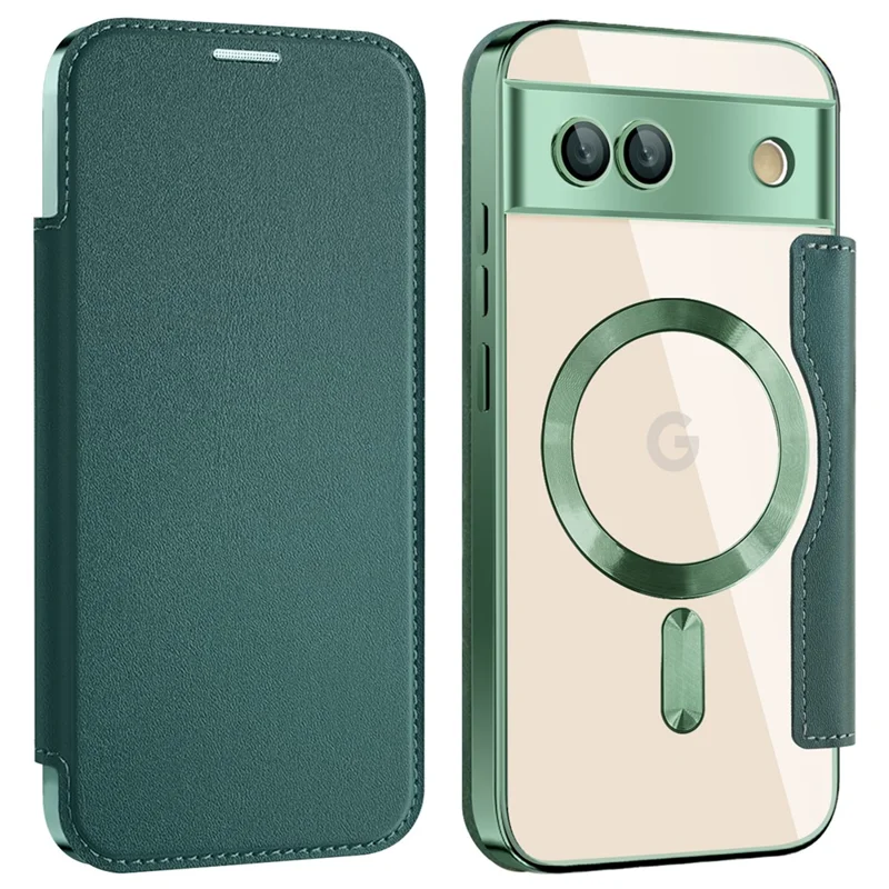 For Google Pixel 8a Magnetic Case RFID Blocking Card Holder Phone Cover - Blackish Green
