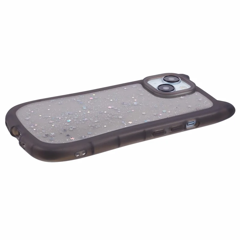 JTW Series For iPhone 15 Plus Case Epoxy Design TPU Phone Cover - Transparent Black