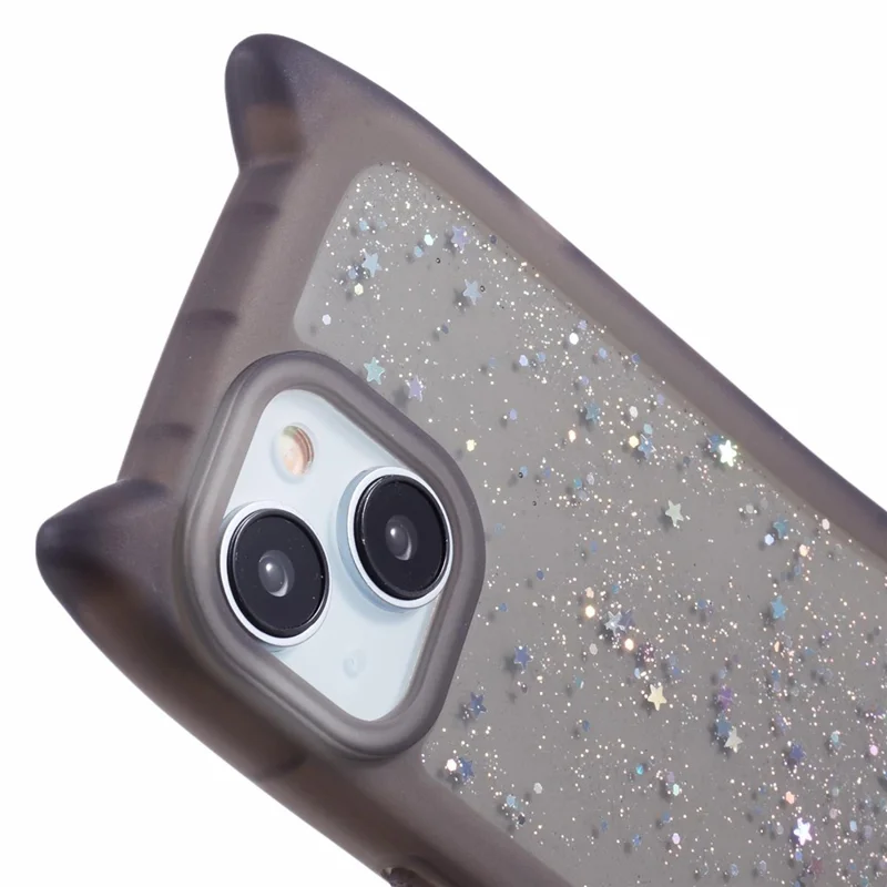 JTW Series For iPhone 15 Plus Case Epoxy Design TPU Phone Cover - Transparent Black
