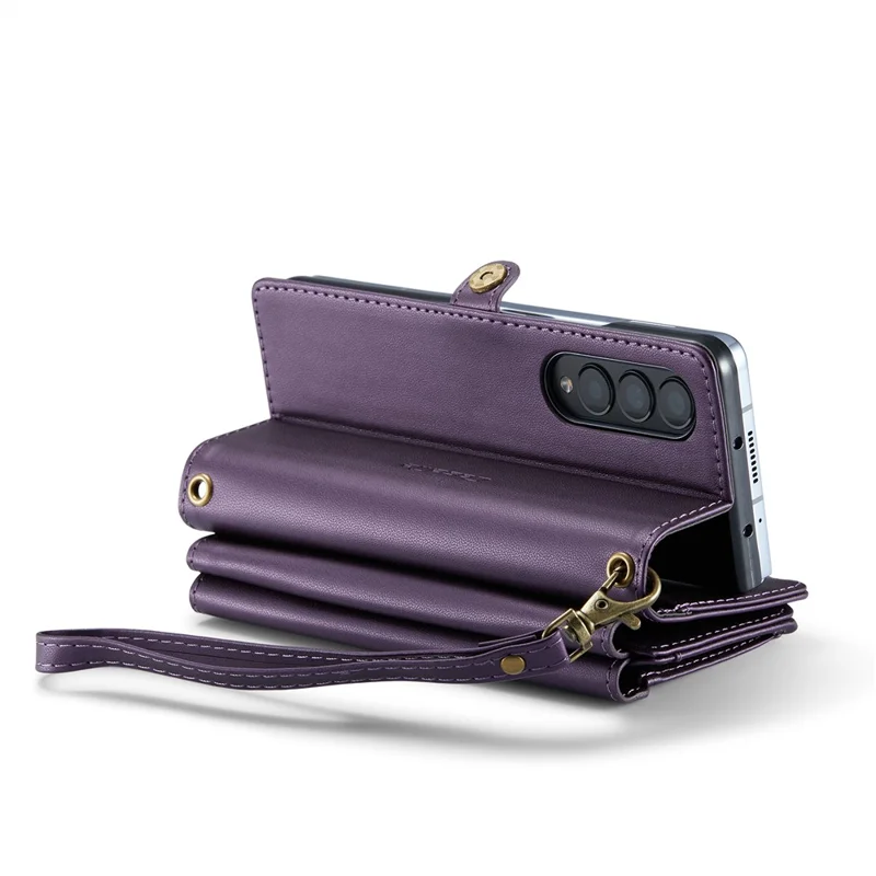 CASEME C36 Series Para Samsung Galaxy Z Fold3 5G Carcasa Bolsa de teléfono de cuero con ranura para lápiz - Morado
