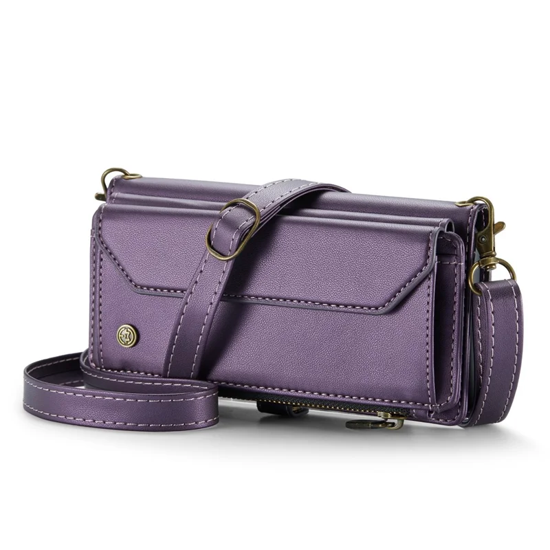 CASEME C36 Series Para Samsung Galaxy Z Fold3 5G Carcasa Bolsa de teléfono de cuero con ranura para lápiz - Morado