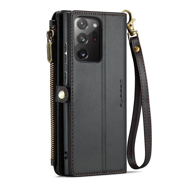 CASEME C36 Series для Samsung Galaxy Note20 Ultra / Note20 Ultra 5G Кожаный чехол-сумка с ремешками - Черный