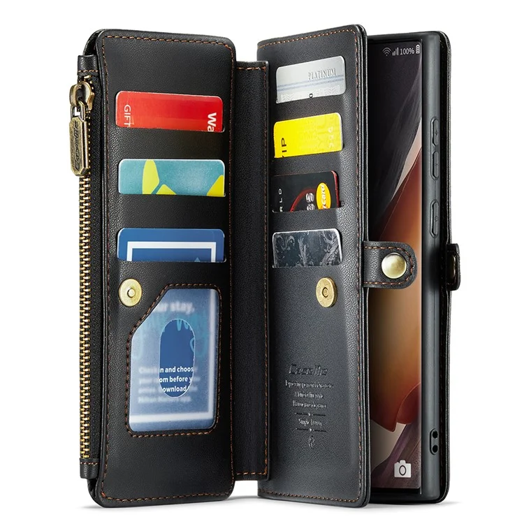 CASEME C36 Series для Samsung Galaxy Note20 Ultra / Note20 Ultra 5G Кожаный чехол-сумка с ремешками - Черный