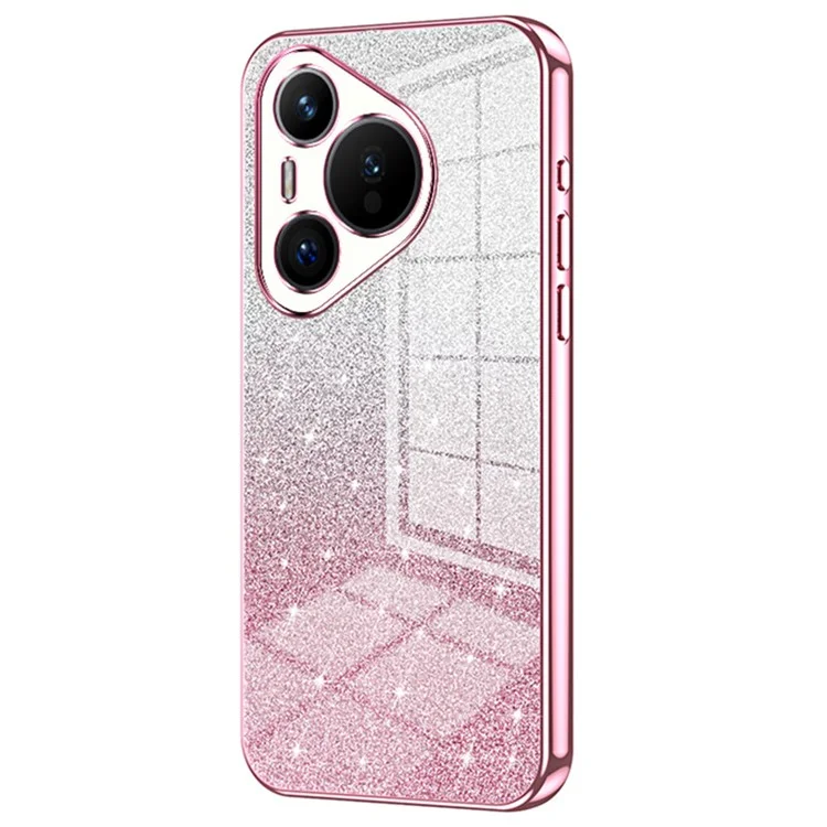 Para Huawei Pura 70 Case TPU Gradient Glitter Mobile Phone Cover - Pink