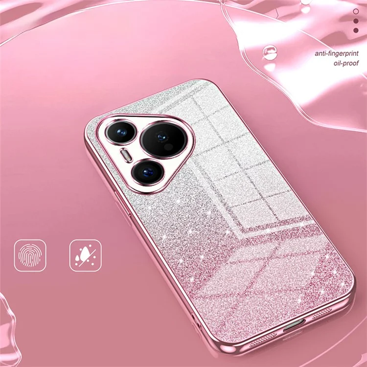 Para Huawei Pura 70 Case TPU Gradient Glitter Mobile Phone Cover - Pink