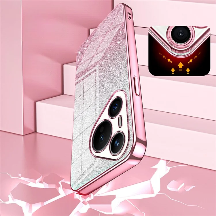 Para Huawei Pura 70 Case TPU Gradient Glitter Mobile Phone Cover - Pink