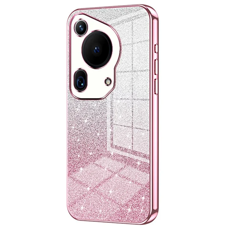 Für Huawei Pura 70 Ultra Case Gradient Glitter Electroplating Soft TPU Phone Cover - Pink