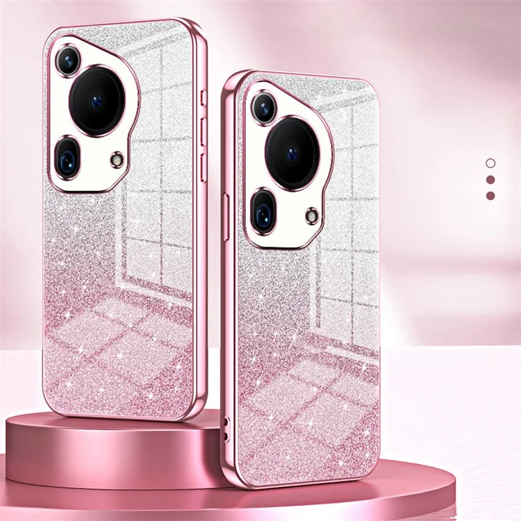 Für Huawei Pura 70 Ultra Case Gradient Glitter Electroplating Soft TPU Phone Cover - Pink