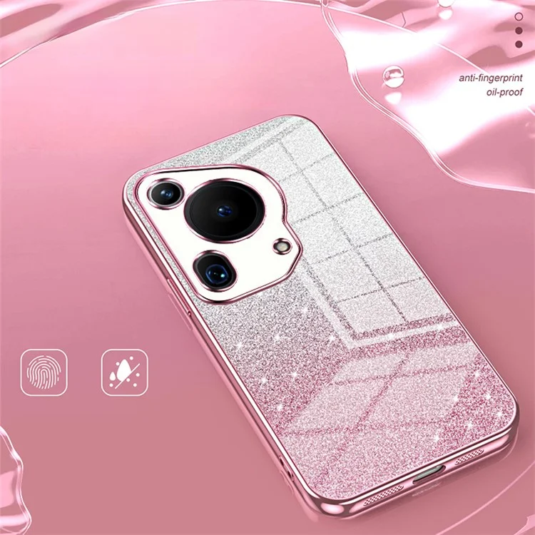Für Huawei Pura 70 Ultra Case Gradient Glitter Electroplating Soft TPU Phone Cover - Pink